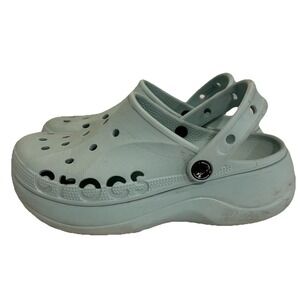 CROCS BAYA Womens PLATFORM Slip On Shoes Clogs Sandals 8 Aqua Bluegreen Mega